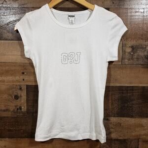 Guess Jeans NWT girls sparkly & jeweled logo short sleeve shirt girls size large